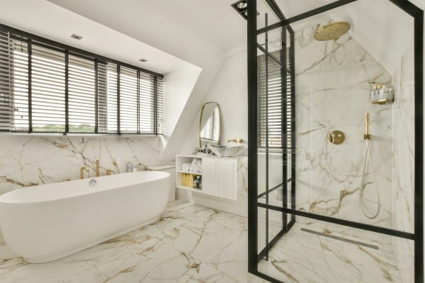 Interior of light contemporary washroom